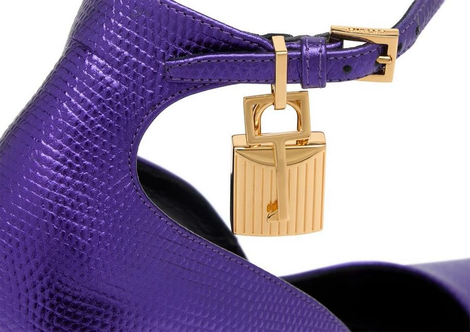 TOM FORD LAMINATED PRINTED LIZARD PADLOCK PEEP TOE PUMP - DAHLIA - Image 5