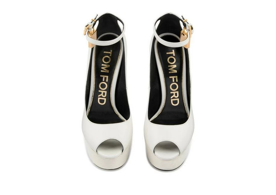 TOM FORD LEATHER PEEP TOE PLATFORM PUMP - CHALK - Image 4