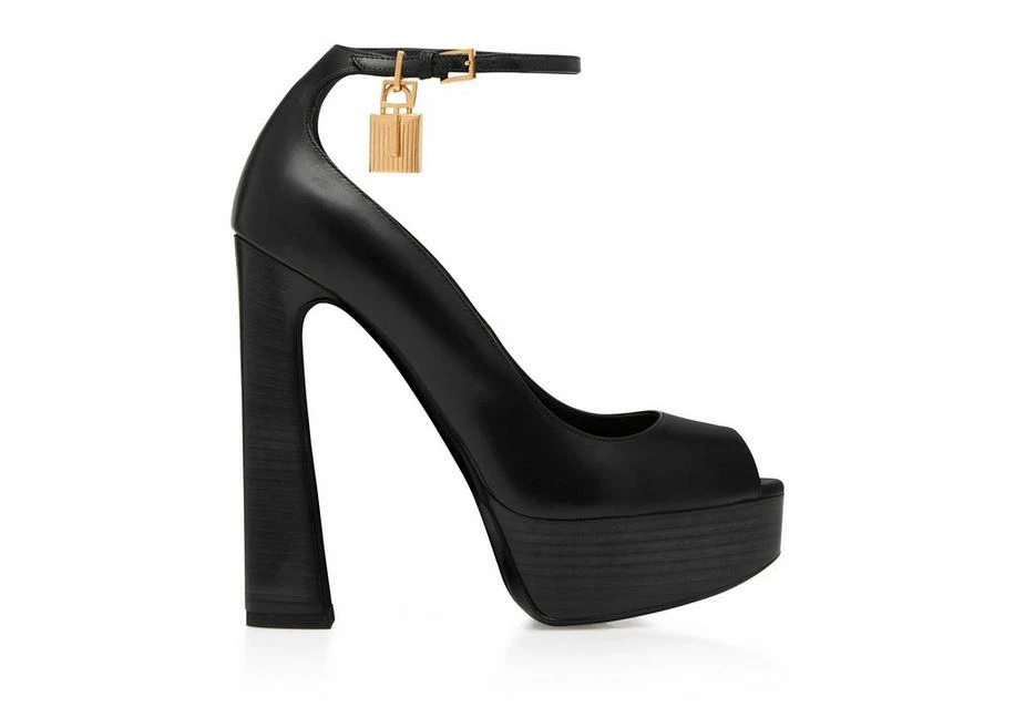 TOM FORD LEATHER PEEP TOE PLATFORM PUMP - BLACK
