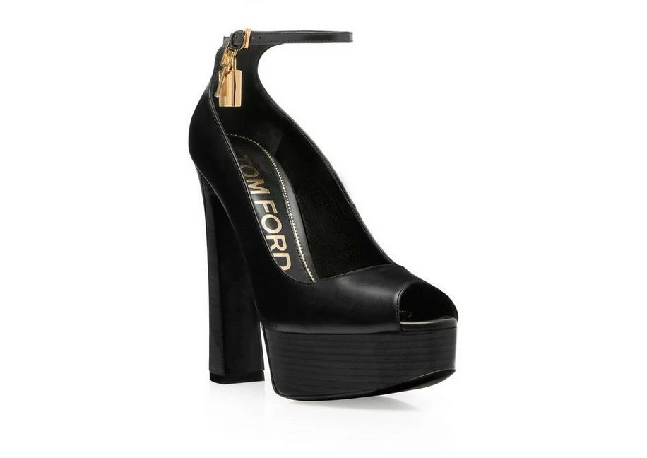 TOM FORD LEATHER PEEP TOE PLATFORM PUMP - BLACK - Image 2