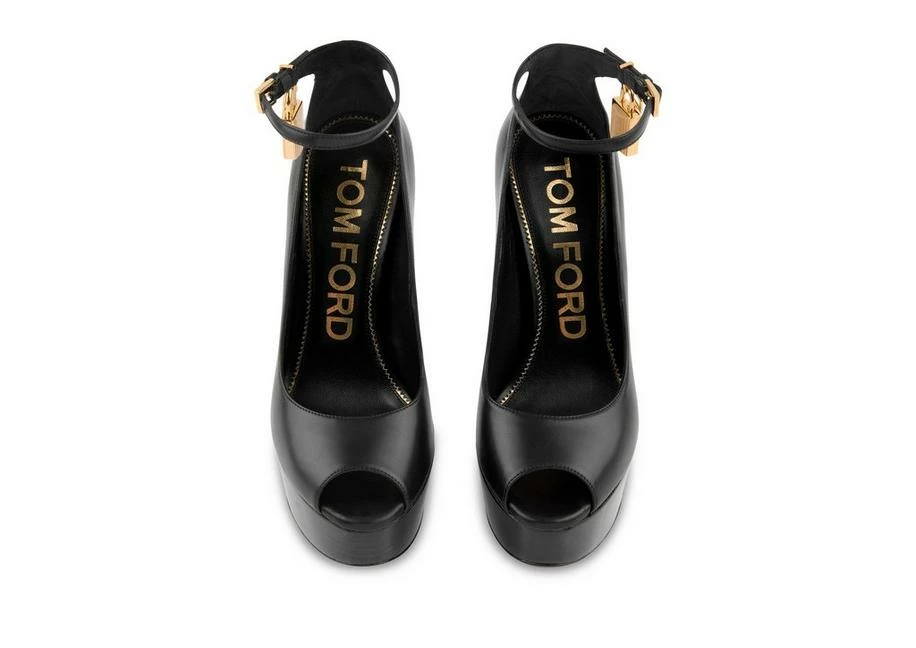 TOM FORD LEATHER PEEP TOE PLATFORM PUMP - BLACK - Image 4
