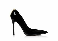 TOM FORD PATENT LEATHER ICONIC T PUMP - BLACK
