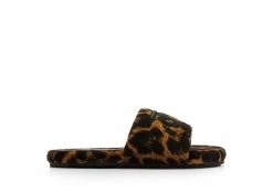 TOM FORD LEOPARD TOWELLING HARRISON SLIDES - CARAMEL/BLACK