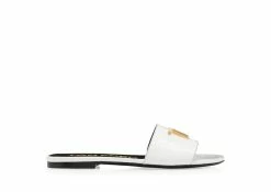 TOM FORD SHINY STAMPED CROCODILE LEATHER TF SLIDE - WHITE