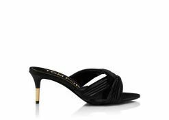 TOM FORD PLEATED SATIN MULE - BLACK