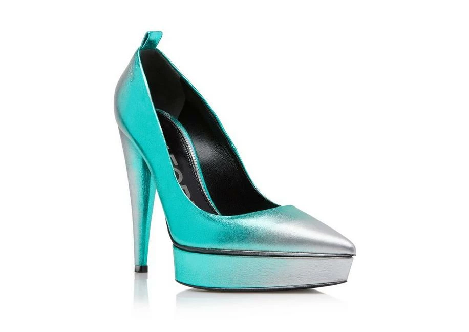 TOM FORD LAMINATED LEATHER PUMP - LAGOON SILVER - Image 2