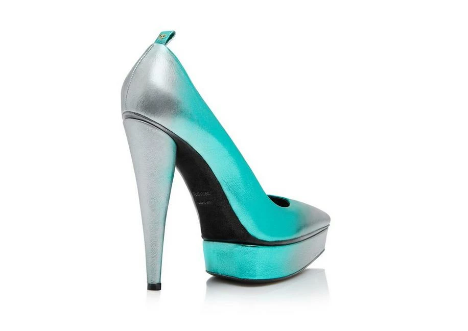 TOM FORD LAMINATED LEATHER PUMP - LAGOON SILVER - Image 3