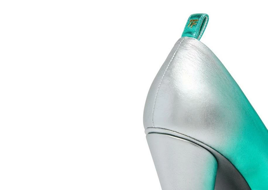 TOM FORD LAMINATED LEATHER PUMP - LAGOON SILVER - Image 5