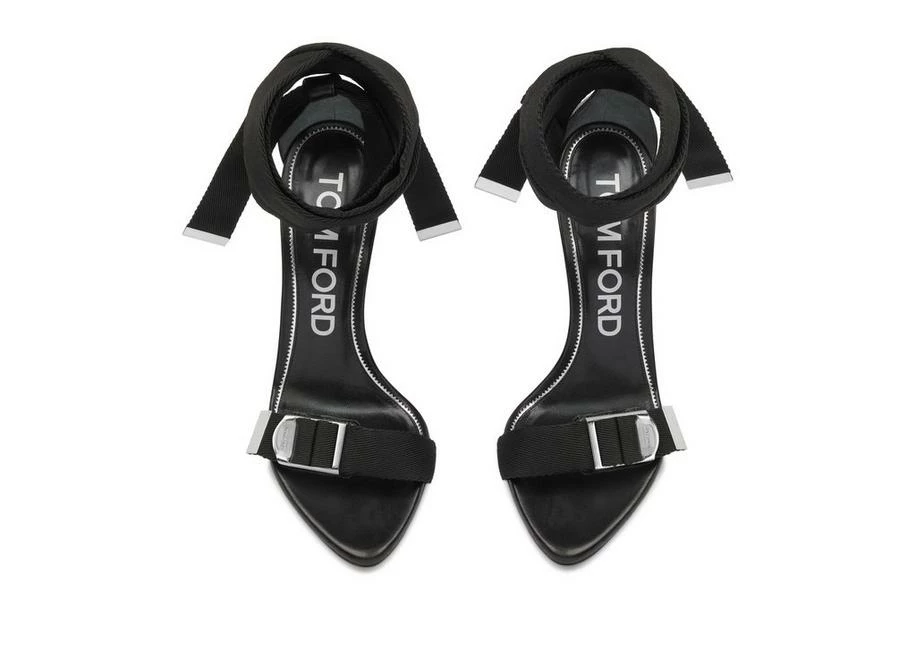 TOM FORD TEXTURED RIBBON BUCKLE ANKLE WRAP SANDAL - BLACK - Image 4