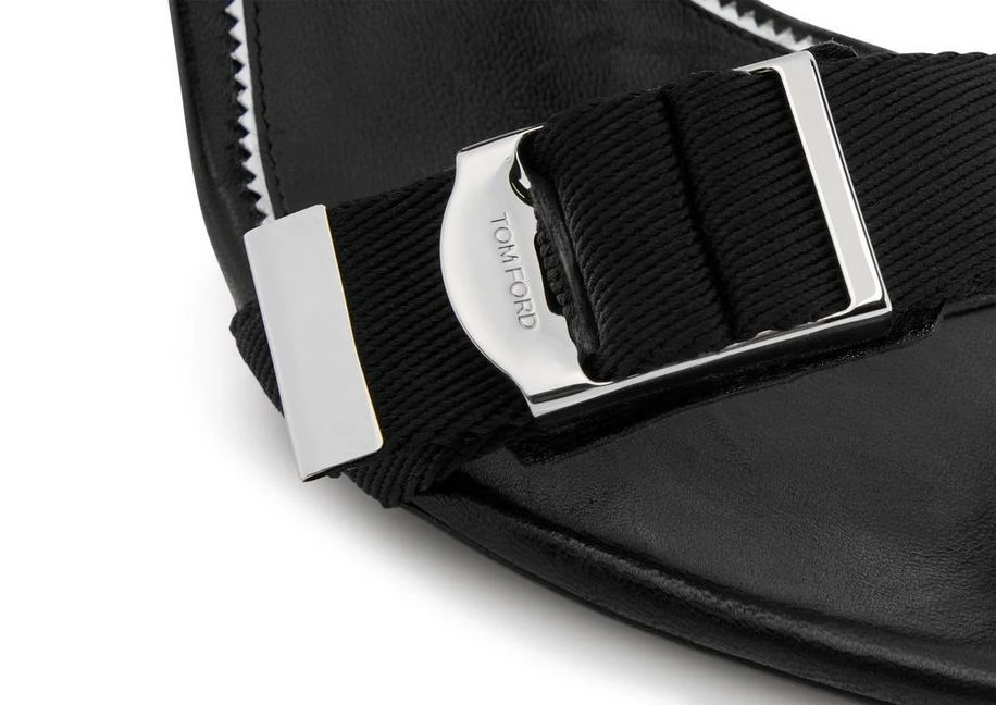 TOM FORD TEXTURED RIBBON BUCKLE ANKLE WRAP SANDAL - BLACK - Image 5
