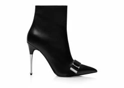 TOM FORD NAPPA LEATHER BUCKLE ANKLE BOOT - BLACK