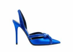 TOM FORD SATIN AND VELVET BOW SLINGBACK - ELECTRIC BLUE