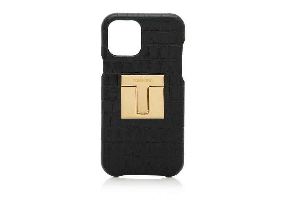 TOM FORD GLOSSY PRINTED CROC 001 IPHONE XII CASE - BLACK