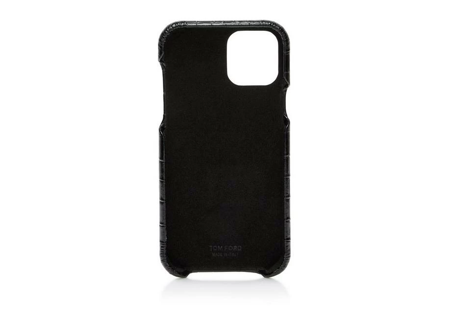 TOM FORD GLOSSY PRINTED CROC 001 IPHONE XII CASE - BLACK - Image 2