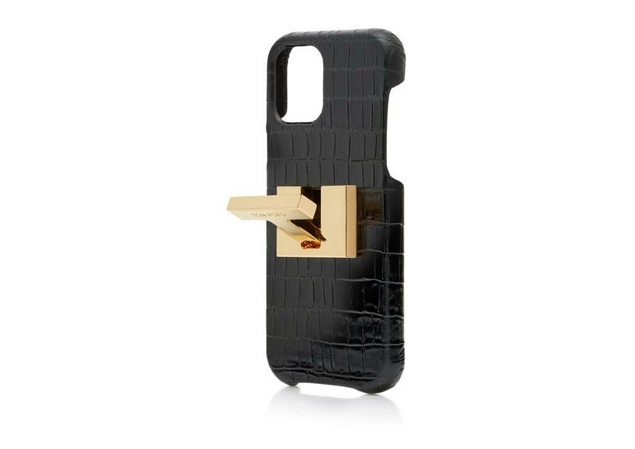 TOM FORD GLOSSY PRINTED CROC 001 IPHONE XII CASE - BLACK - Image 3
