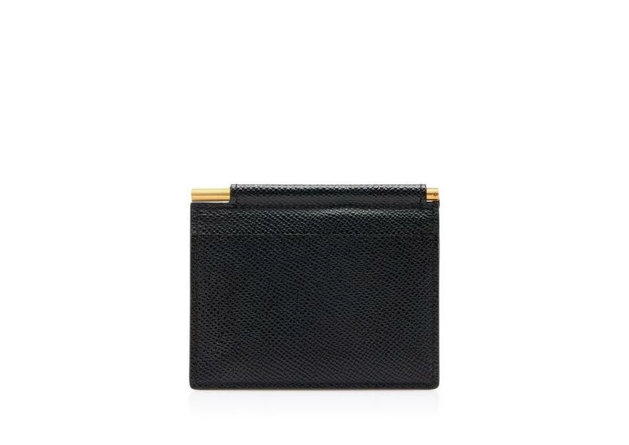 TOM FORD SMALL GRAIN LEATHER FOLDING MONEY CLIP CARDHOLDER - BLACK - Image 3