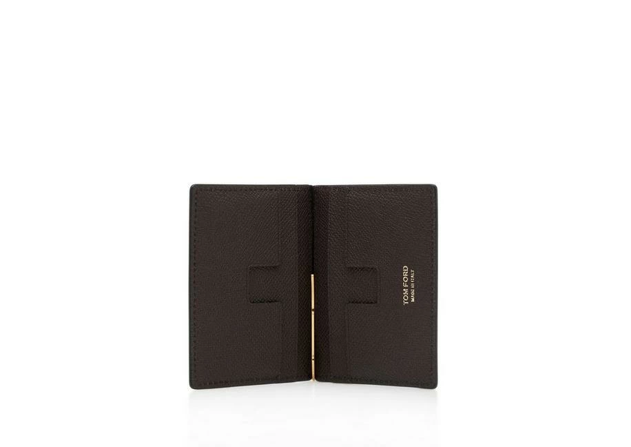 TOM FORD SMALL GRAIN LEATHER FOLDING MONEY CLIP CARDHOLDER - BROWN - Image 2